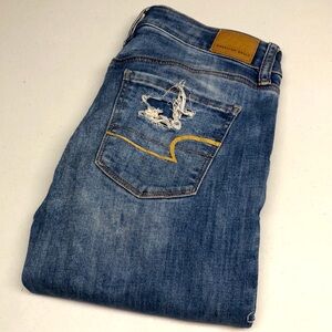 DISTRESS AMERICAN EAGLE BOOT HI-RISE JEGGING JEANS 4/27x29 ⭐️